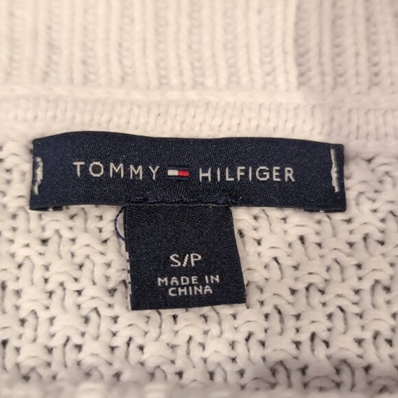 Tommy Hilfiger Cable Knit Sweater Cotton Slouchy Relaxed Fit Open Knit - Picture 10 of 11